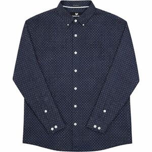 Buttercloth Icy Cotton Long Sleeve Button Up Shirt Large Navy Micro Print